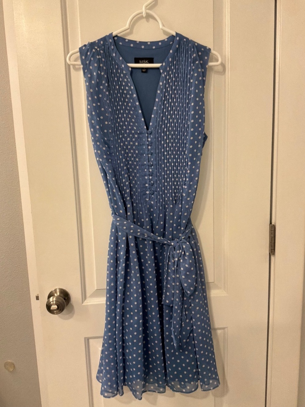 MSK light blue polkadot sleeveless dress